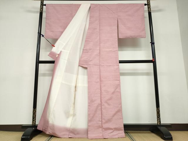 平和屋着物●結城紬 紅梅色 正絹 逸品 DABD9332ud