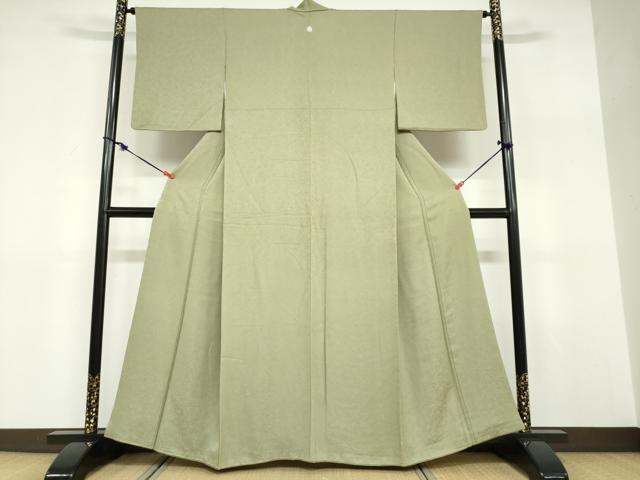 平和屋着物●上質な色無地 花唐草地紋 麹塵色 正絹 逸品 DABD9350ud