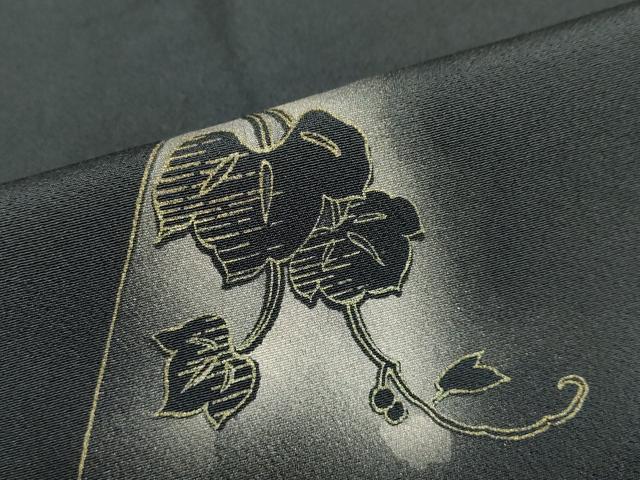 平和屋着物●訪問着 流水花鳥文 暈し染め 黒地 金彩 正絹 逸品 DABD9357ud