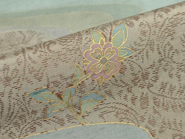 平和屋着物●石川県指定無形文化財 牛首紬 白山工房 手織り 訪問着 作家物 流水花鳥文 金彩 正絹 逸品 DABD9389ud
