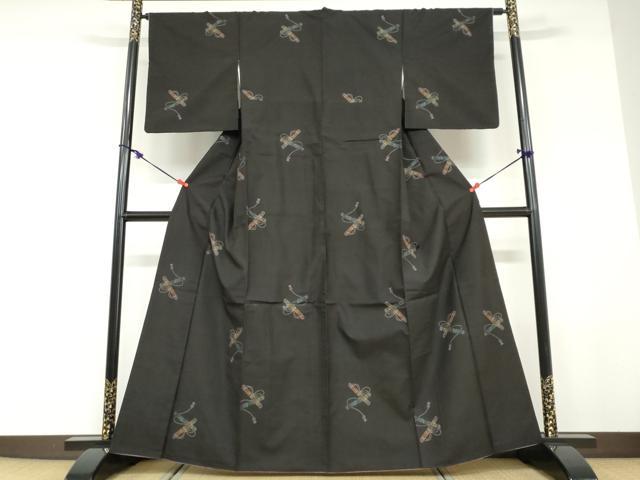 平和屋着物●本場大島紬 9マルキ 地空き 絵巻文 正絹 逸品 DABD9399ud