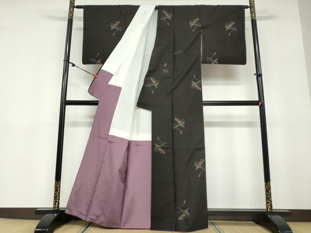 平和屋着物●本場大島紬 9マルキ 地空き 絵巻文 正絹 逸品 DABD9399ud