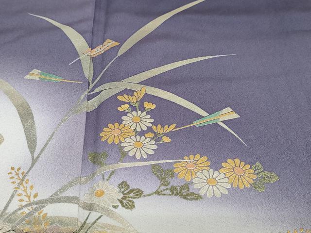 平和屋着物●金彩友禅 卓越技能者・名工・和田光正 訪問着 流水扇面草花文 暈し染め 金彩 正絹 逸品 未使用 DABD9403ud