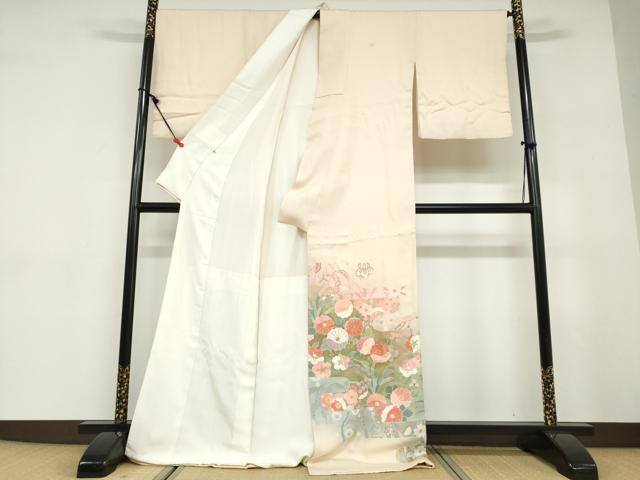 平和屋着物●京友禅の第一人者 松井青々 色留袖 駒刺繍 草花文 金彩 大丸扱い 正絹 逸品 DABD9404ud