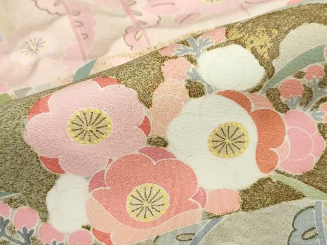 平和屋着物●京友禅の第一人者 松井青々 色留袖 駒刺繍 草花文 金彩 大丸扱い 正絹 逸品 DABD9404ud