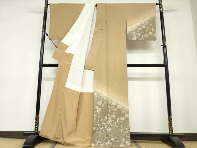 平和屋着物●訪問着 型染め 草花文 暈し染め 正絹 逸品 DABD9408ud