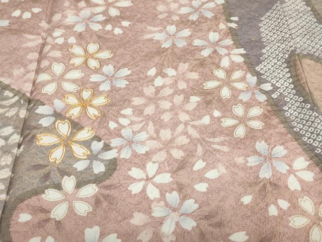 平和屋着物●訪問着 駒刺繍 絞り 流水吉祥草花文 金彩 正絹 逸品 DABD9412ud