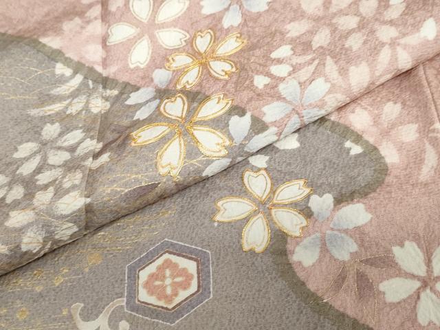 平和屋着物●訪問着 駒刺繍 絞り 流水吉祥草花文 金彩 正絹 逸品 DABD9412ud