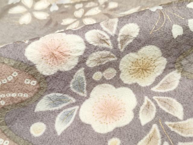平和屋着物●訪問着 駒刺繍 絞り 流水吉祥草花文 金彩 正絹 逸品 DABD9412ud