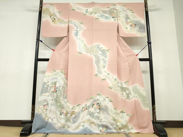 平和屋着物●訪問着 作家物 道長花車文 暈し染め 金彩 正絹 逸品 未使用 DABD9418ud