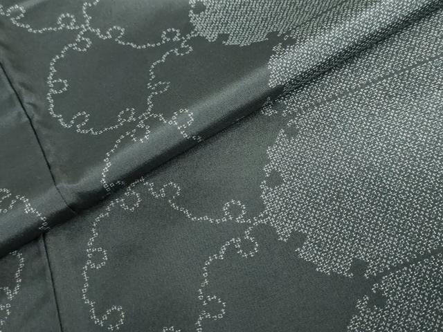 平和屋着物●洗える最高級着物 <英>はなぶさ謹製 小紋 雪輪間道 黒地 洗える着物 DABD9425ud