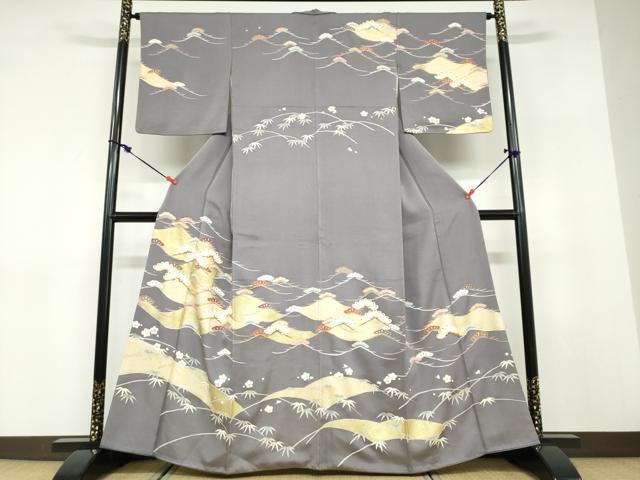 平和屋着物●訪問着 流水梅松文 金彩 正絹 逸品 DABD9443ud