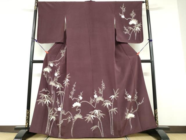 平和屋着物●訪問着 松竹梅 鬼しぼ縮緬 正絹 逸品 DABD9508ud