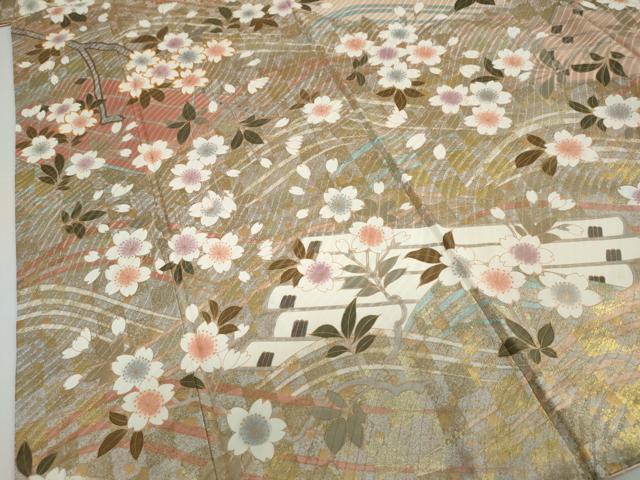 平和屋着物●豪華振袖 駒刺繍 枝桜文 金彩 正絹 逸品 DABD9510ud