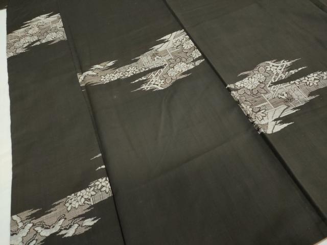平和屋着物●本場大島紬 9マルキ 地空き 平安草花文 正絹 逸品 DABD9512ud