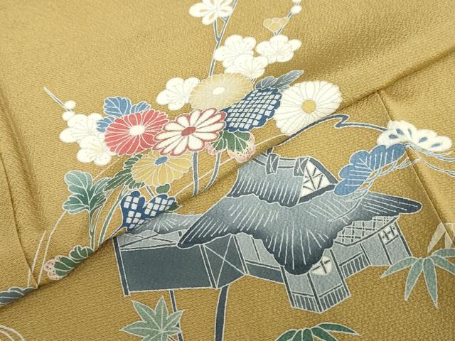 平和屋着物●訪問着 友禅 作家物 流水風景草花文 正絹 逸品 DABD9524ud