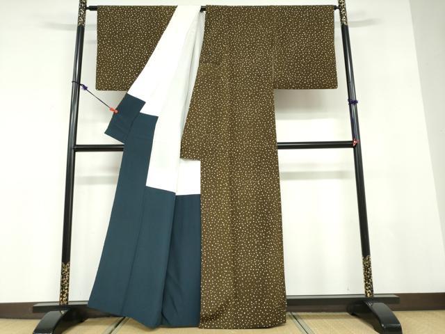 平和屋着物●ファッションデザイナー 花井幸子 小紋 箔散らし文 正絹 逸品 DABD9528ud