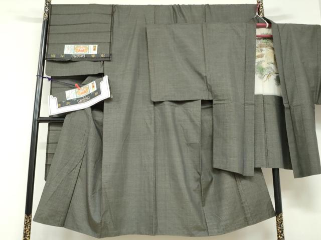 平和屋着物●男性 本場大島紬 アンサンブル 長羽織 80亀甲 総詰め 証紙付き キングサイズ 正絹 逸品 DABD9535ud