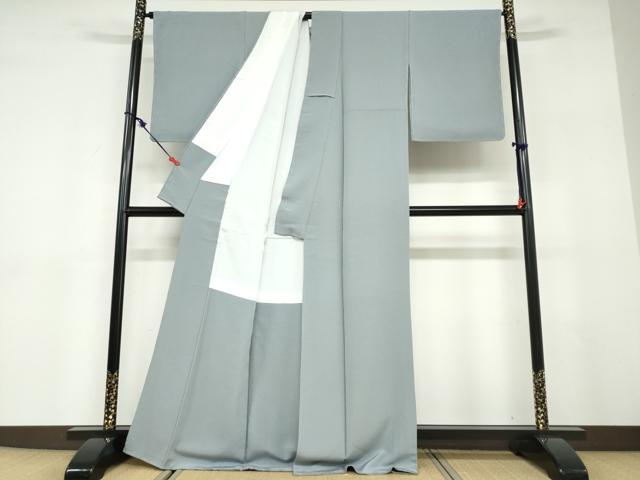 平和屋着物●ファッションデザイナー 花井幸子 色無地 紋意匠 湊鼠色 正絹 逸品 未使用 DABD9567ud