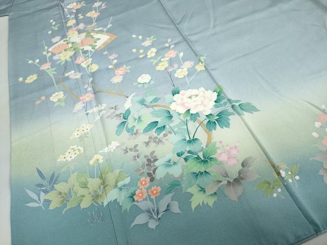 平和屋着物●訪問着 友禅 作家物 地紙草花文 暈し染め 正絹 逸品 DABD9579ud