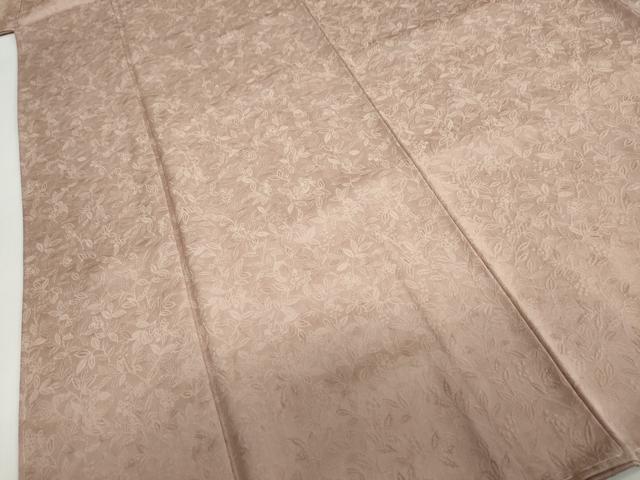 平和屋着物●上質な色無地 作家物 南天地紋 黄枯茶色 正絹 逸品 未使用 DABD9589ud