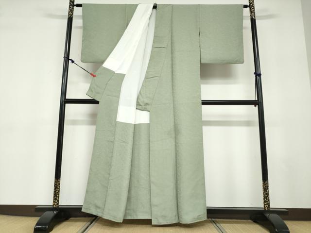 平和屋着物●上質な色無地 花鳥地紋 柳染色 正絹 逸品 DABD9598ud