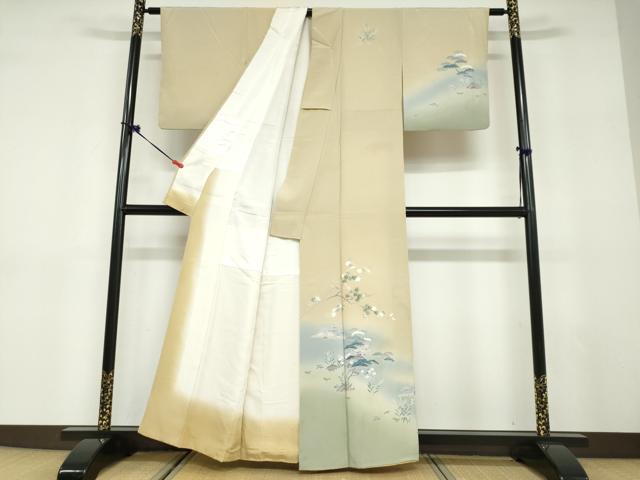 平和屋着物●訪問着 友禅 草花文 暈し染め 正絹 逸品 DABD9600ud