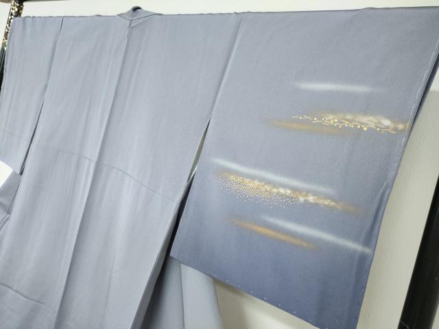 平和屋着物●人間国宝 福田喜三郎 訪問着 横段霞文 暈し染め 金銀彩 正絹 逸品 未使用 DABD9607ud