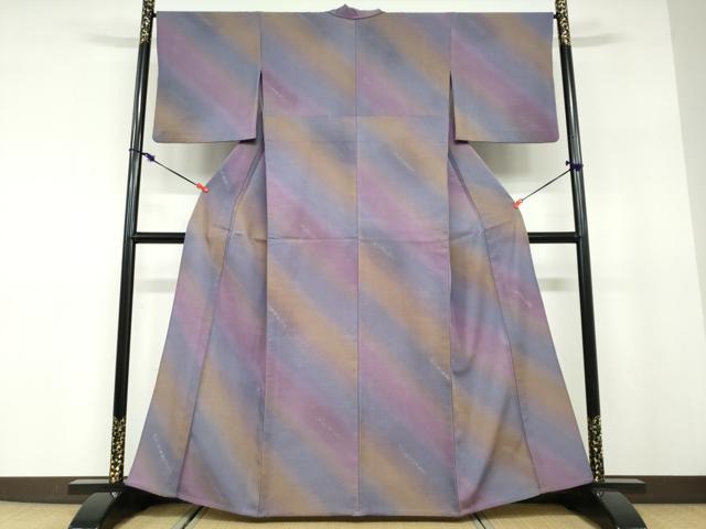 平和屋着物▽小紋 単衣 霞文 暈し染め 金彩 さんび謹製 洗える着物 DABD9617ud