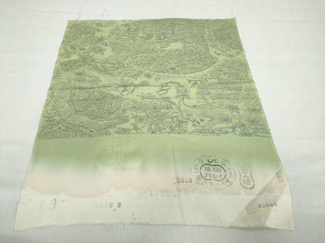 平和屋着物▽上質な小紋 単衣 動物花絵皿文 反端付き 正絹 逸品 DABD9671ud