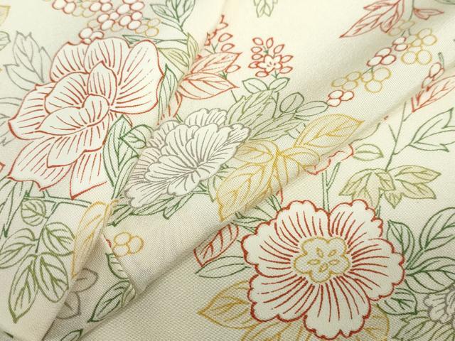 平和屋着物▽上質な小紋 単衣 草花文 正絹 逸品 DABD9684ud