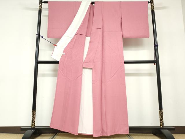 平和屋着物▽上質な色無地 単衣 紋意匠 薄紅色 ますいわ屋扱い 正絹 逸品 DABD9692ud