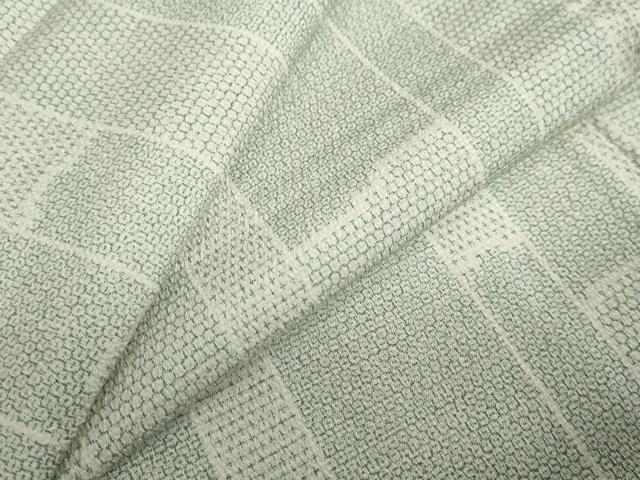 平和屋着物▽本塩沢 単衣 110亀甲 変わり間道 正絹 逸品 DABD9705ud