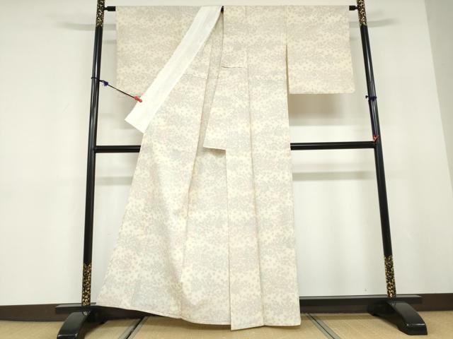 平和屋着物▽本塩沢 単衣 草花文 正絹 逸品 DABD9718ud