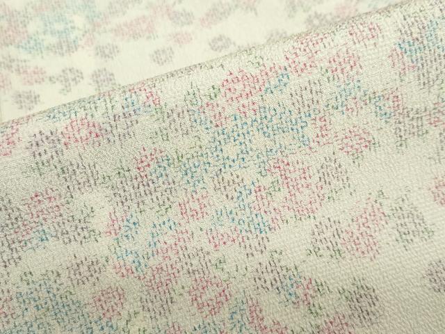 平和屋着物▽本塩沢 単衣 草花文 正絹 逸品 DABD9718ud