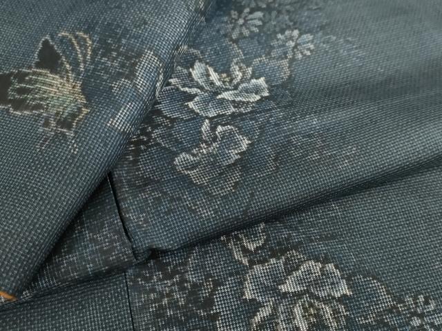 平和屋着物●本場大島紬 9マルキ 花蝶文 正絹 逸品 DABD9756ud