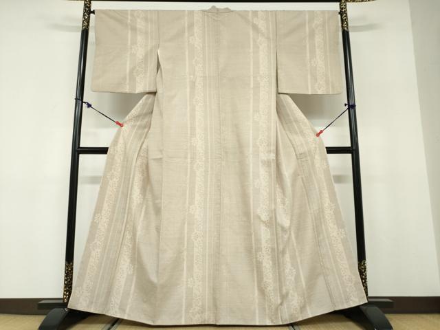 平和屋着物●結城紬 奥順 はたおり娘 100亀甲 草花間道 正絹 逸品 DABD9768ud