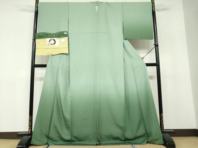 平和屋着物●山仙工房 三代目 元一 訪問着 お召地 黄金の繭 黄金糸 花唐草文 暈し染め 反端付き 正絹 逸品 未使用 DABD9773ud