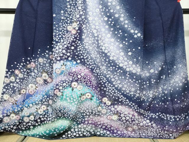 平和屋着物●訪問着 辻が花 暈し染め 銀通し地 正絹 逸品 未使用 DABD9776ud
