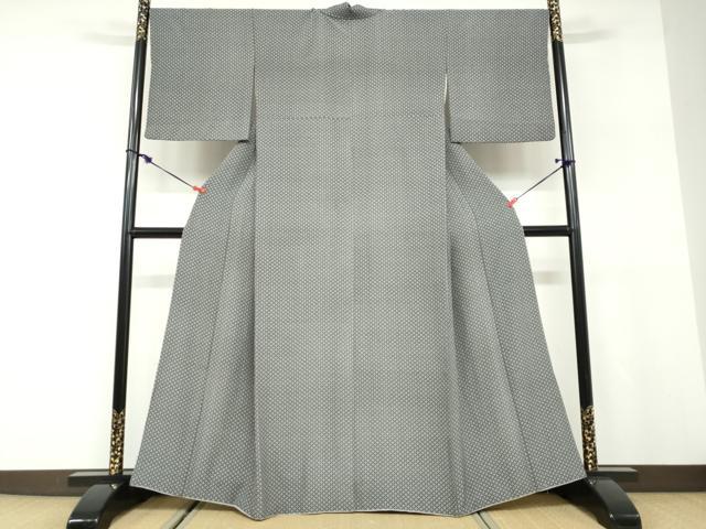 平和屋着物●江戸小紋 七宝花文 黒地 正絹 逸品 DABD9791ud