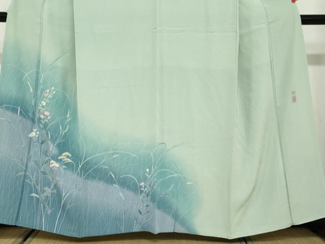 平和屋着物●訪問着 友禅 作家物 草花文 暈し染め 正絹 逸品 DABD9793ud