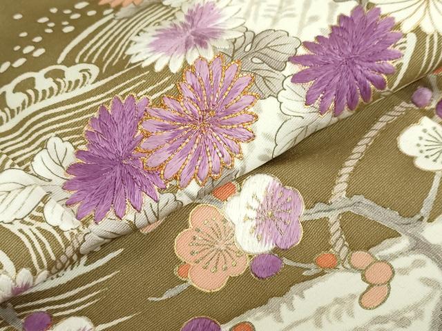 平和屋着物●京の名門 じゅらく謹製 帝王紫 訪問着 駒刺繍 立波草花筏文 金彩 正絹 逸品 DABD9796ud