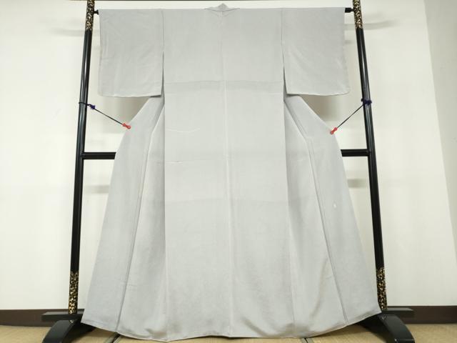 平和屋着物●加賀友禅の巨匠 初代 由水十久 色無地 銀鼠色 鬼しぼ縮緬 正絹 逸品 DABD9833ud
