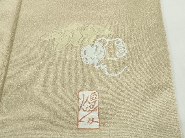 平和屋着物●本加賀友禅作家 由水煌人監修 色無地 干割れ地紋 木蘭色 正絹 逸品 DABD9839ud