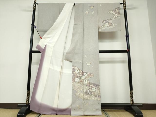 平和屋着物●訪問着 流水辻が花 金彩 正絹 逸品 DABD9847ud