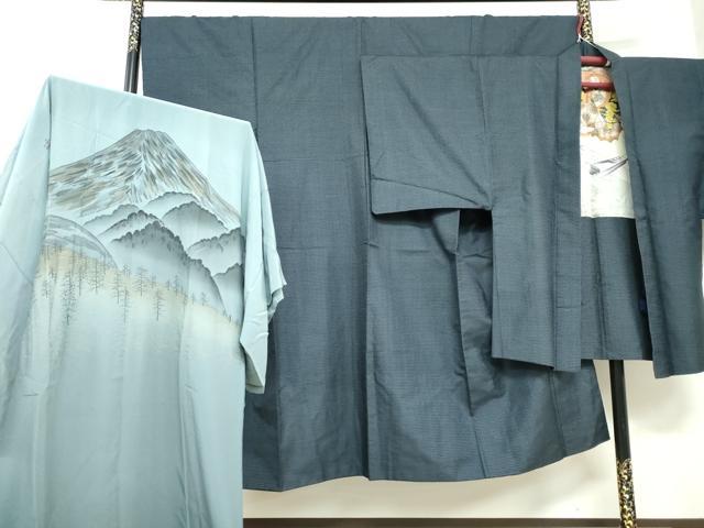 平和屋着物●男性 本場大島紬 アンサンブル 長羽織・長襦袢(袷)セット 100亀甲 総詰め 正絹 逸品 DABD9871ud