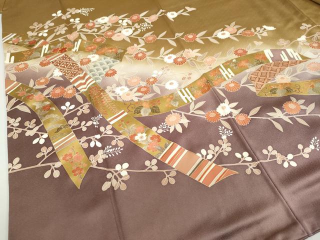 平和屋着物●豪華色留袖 駒刺繍 熨斗草花文 暈し染め 金彩 正絹 逸品 DABD9880ud