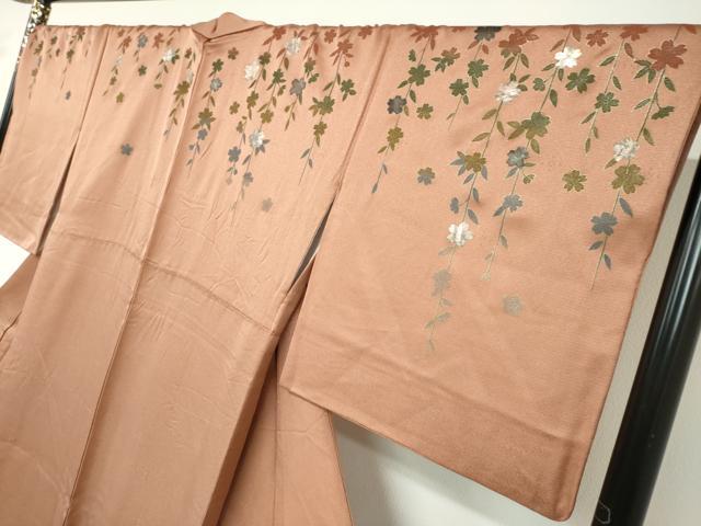 平和屋着物●訪問着 枝垂れ桜 暈し染め 金銀彩 正絹 逸品 DABD9882ud