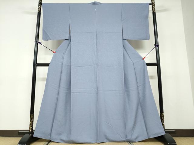 平和屋着物●上質な色無地 紋意匠 青藤色 正絹 逸品 DABD9900ud