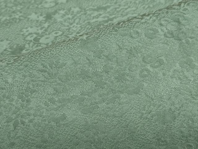 平和屋着物●上質な色無地 草花地紋 麹塵色 正絹 逸品 DABD9901ud